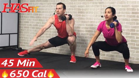 45 Min Hiit Tabata Workout With Weights Full Body Dumbbell High