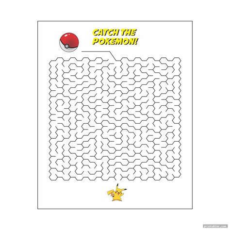 Pokemon Maze Printable - Catch'em All - Printabler.com