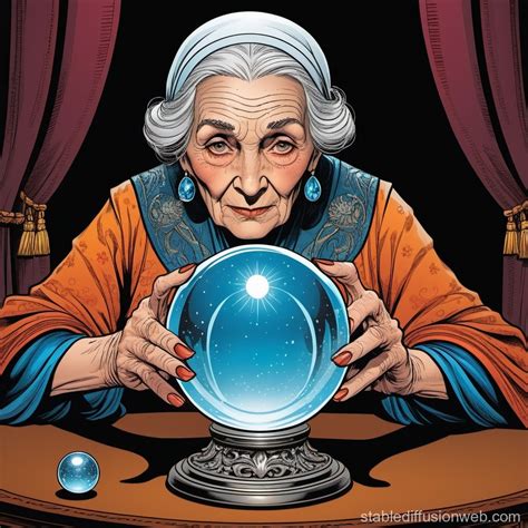 Elderly Seer With Crystal Ball Stable Diffusion Online