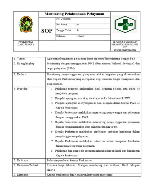 5232 Sop Monitoring Pelaksanaan Pelayanan Pdf