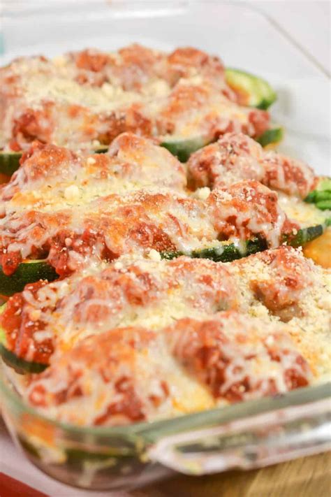 Meatball Zucchini Boats Cheekykitchen