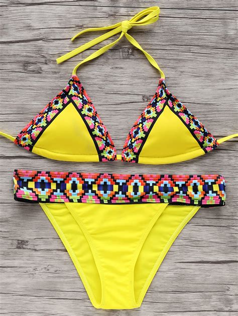 Printed Yellow Bikini Set Yellow Yellow Bikini Yellow Bikini Set Hot