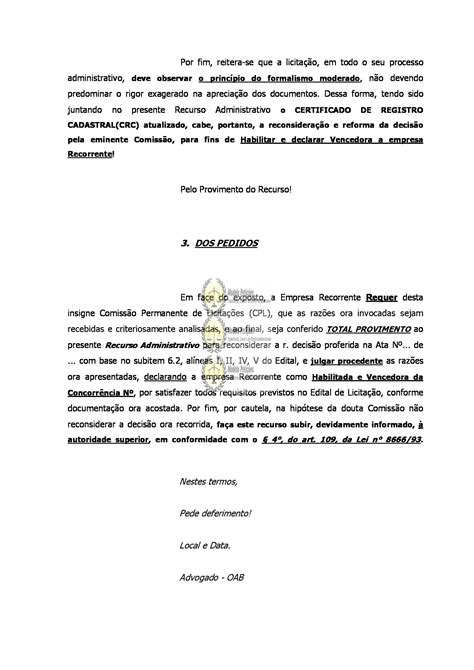 Recurso Administrativo Processo De Licita O Erro Material