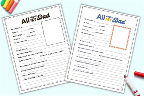 Free Printable All About My Dad Worksheet The Artisan Life