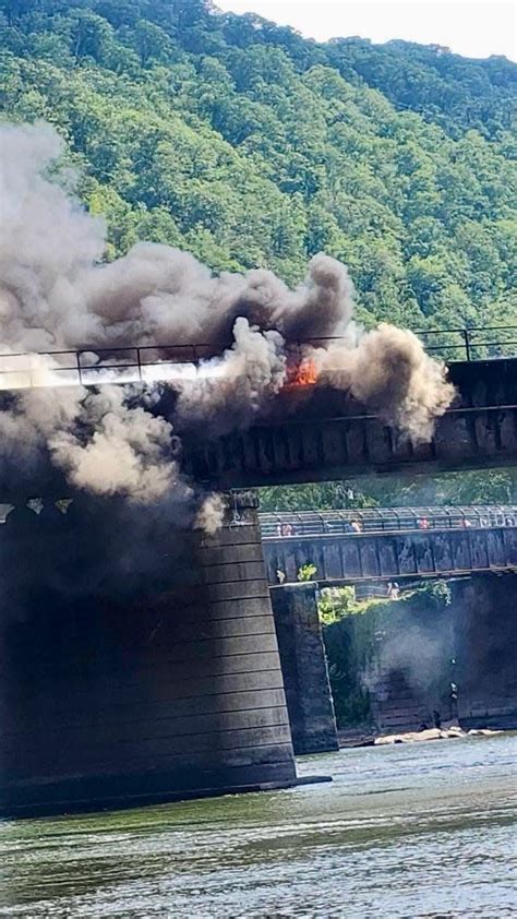 Railroad Bridge Over Potomac River Closed To Rail Traffic After Fire In Middle Of Bridge