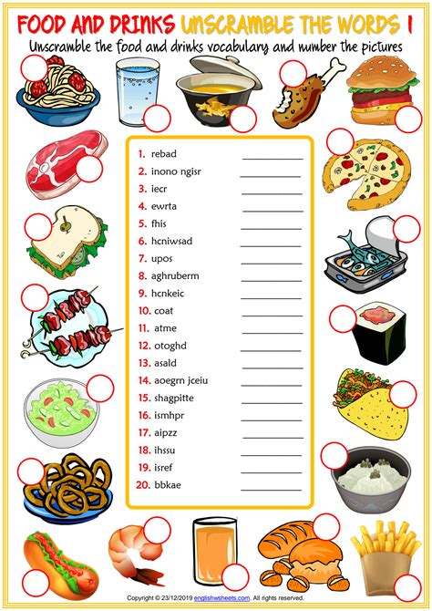 Solution Food And Drinks Vocabulary Esl Picture Dictionary Worksheets