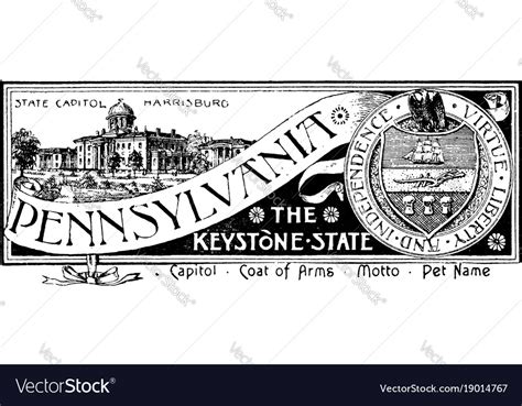 The State Banner Of Pennsylvania The Keystone Vector Image