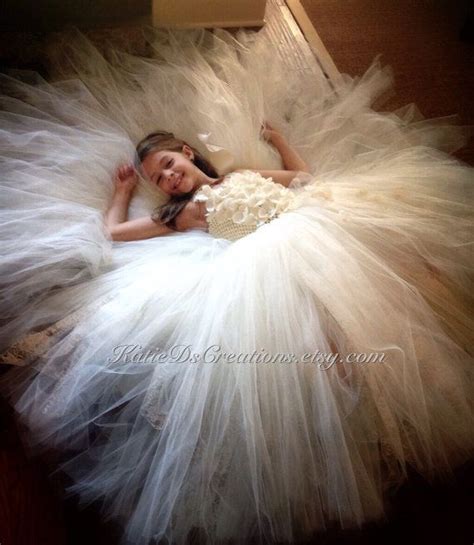 Ivory Lace Double Tulle Flower Girl Dress With Por Katiedscreations