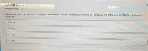 Question Multiple Choice Worth Points Areas Of Circles Mc A