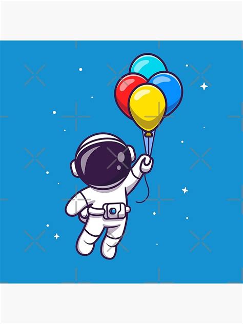 Cojín Astronauta Flotando Con Globos Cartoon Vector Icon Illustration Concepto De Icono De