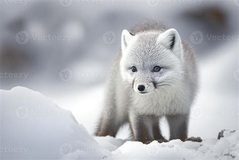 Rtico Zorro Cachorro O Vulpes Lagopus En Nieve H Bitat Generativo Ai