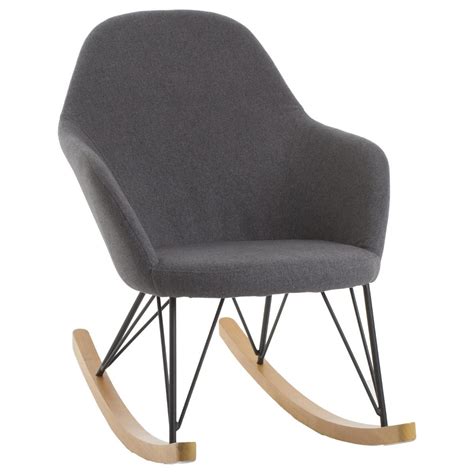 Rocking Chair En Tissu Gris Pieds M Tal Et Bois X X Cm Fauteuils