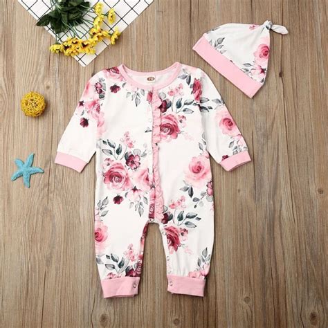 M Pasgeboren Baby Meisje Romper Bloemen Print Grandado