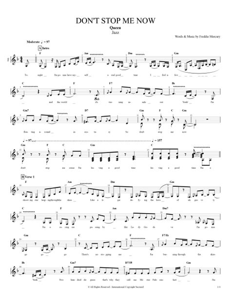 Don T Stop Me Now Tab By Queen Guitar Pro Full Score MySongBook