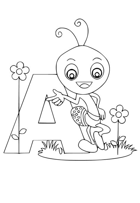 letter   cartoon ant coloring page  print  color
