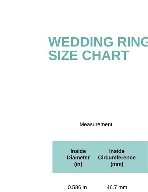 Wedding Ring Size Chart - PDF | Template.net