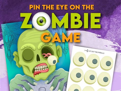 Zombie Party Game Halloween Kids Party Game Pin The Eye On Etsy Uk