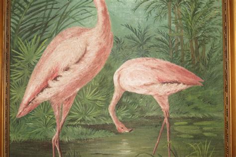 Couples d Aigrettes Et De Flamants Roses Peintures Des Années 1920