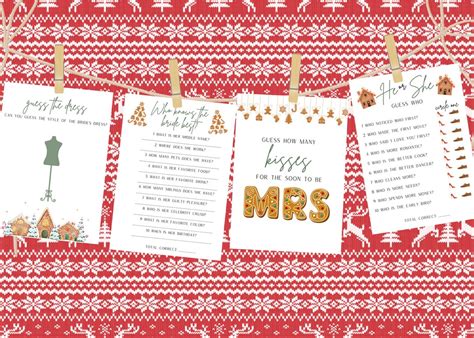 Christmas Bridal Shower Games Printable, Gingerbread Bridal Shower ...