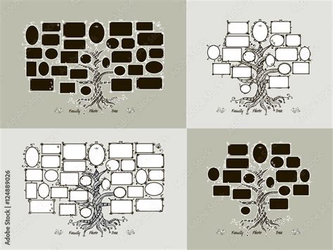 Family tree template with picture frames Stock Vector | Adobe Stock