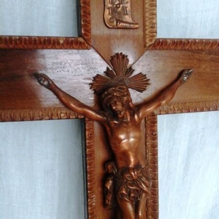 Crucifijo Antiguo En Madera Y Bronce Old Crucifix Wood And Bronze