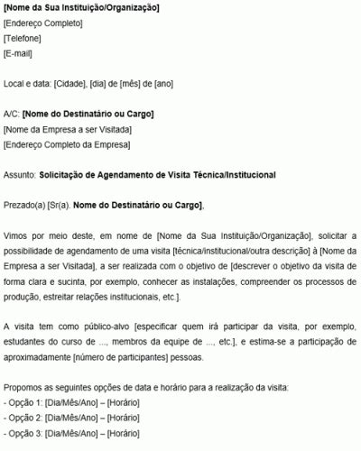 Modelo De Of Cio De Solicita O De Agendamento De Visita T Cnica