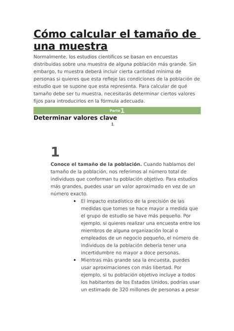 Cómo Calcular El Tamaño De Una Muestra Cómo Calcular El Tamaño De Una Muestra Normalmente Los