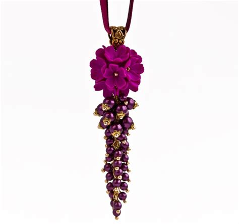 Floral Pendant Purple Pendant Flowers Pendant Flowers Necklace Etsy