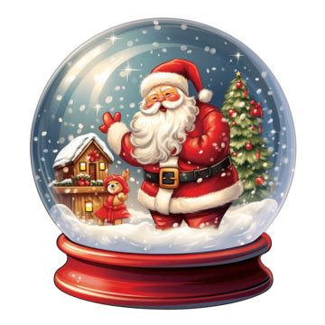 Illustration Of A Snow Ball Globe Has A Santa Clause And Christmas