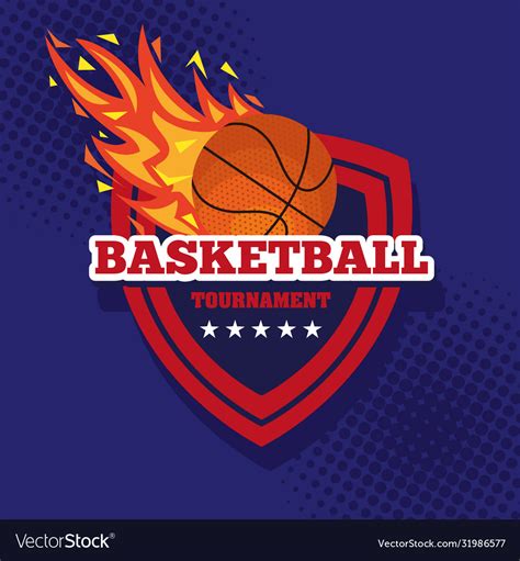 Basketball Tournament Emblem Design Royalty Free Vector