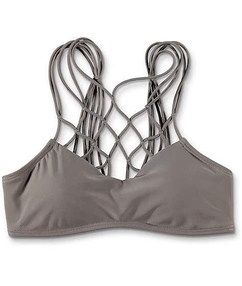 Damsel Macrame Pebble Grey Bralette Bikini Top Zumiez