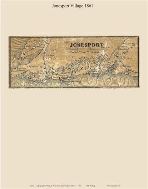 Jonesport Village Maine Old Town Map Custom Print Washington Co