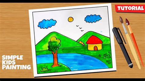 Simple Painting Scenery With Poster Color Easy Poster Colour