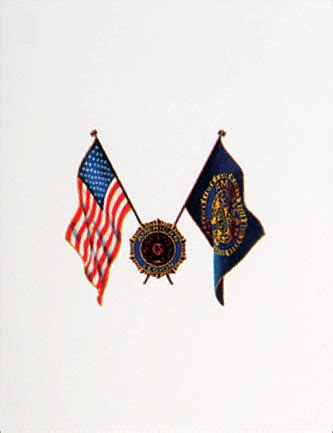 Crossed Flags Sympathy Card - American Legion Flag & Emblem