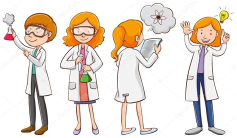 Male and female scientists — Stock Vector © blueringmedia #90840870