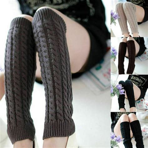 Women Ladies Winter Warm Leg Warmers Cable Knit Knitted Etsy Uk