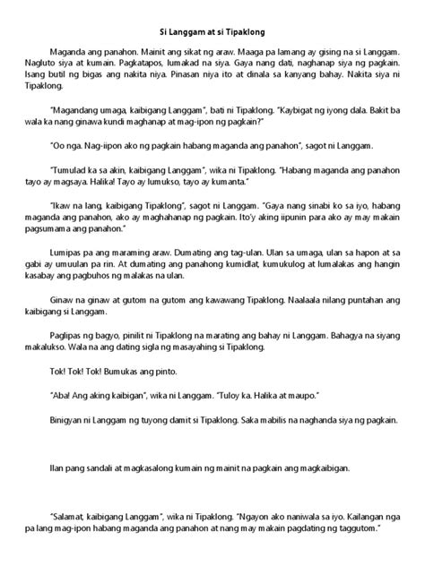 Si Langgam At Si Tipaklong Pdf