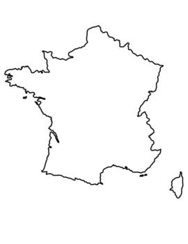 France Blank Map Full Page By BAC Education TPT