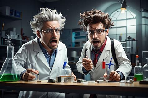 Premium AI Image 3D Mad Scientist Or Crazy Professor Character In