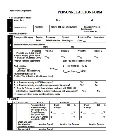 FREE 9 Sample Personnel Action Forms In MS Word PDF Excel