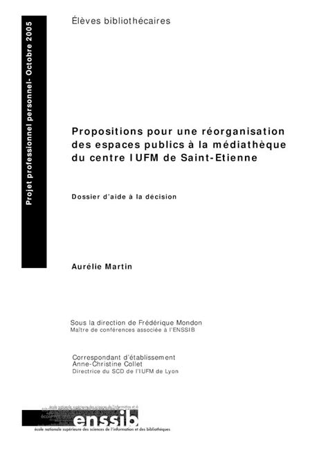 PDF Propositions pour une réorganisation Projet professionnel