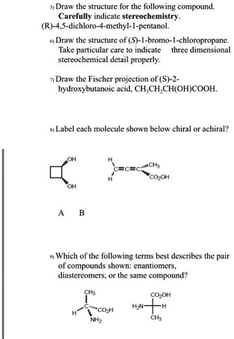 SOLVED Draw The Structure For The Following Compound Carefully