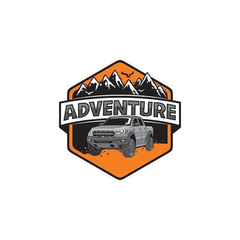 Adventure Logo Mit Gel Ndewagen Premium Vektor