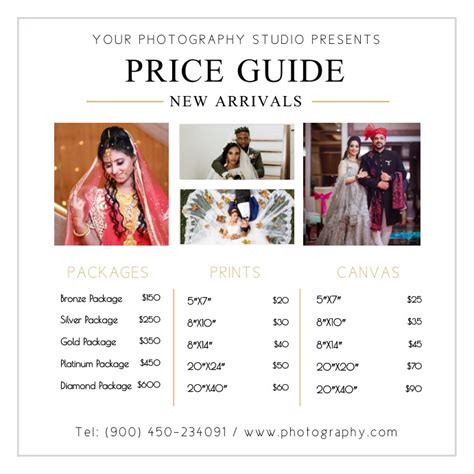 Wedding Photographer Price List Design Template Postermywall