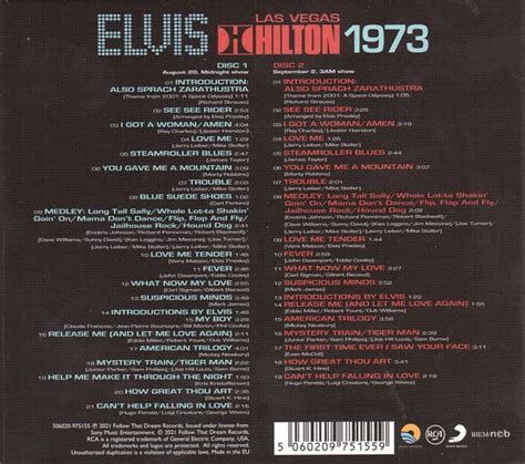 Las Vegas Hilton 1973 De Elvis Presley 2021 Cd X 2 Follow That Dream