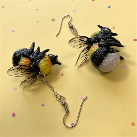 Bumblebee Dangle Earrings Insect Bee Jewelry Handmade Etsy