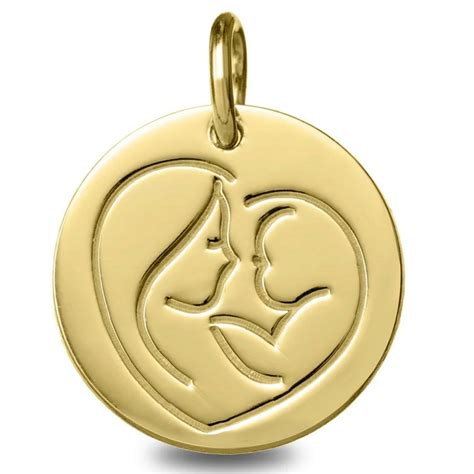 Médaille Vierge à l enfant en coeur Or jaune 9ct PremierCadeau