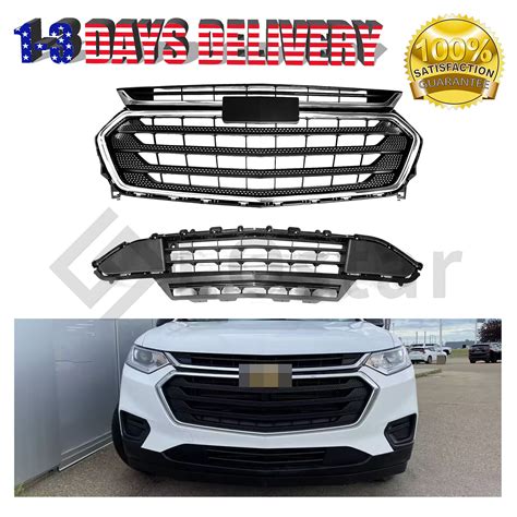 For Chevrolet Traverse 2018 2021 Chrome Front Bumper Upper Grille And Lower Grille Ebay