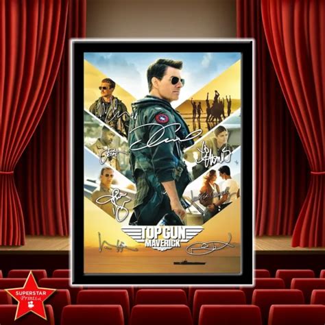 Top Gun Maverick Cast Signed Tom Cruise Movie Poster Wall Art Framed