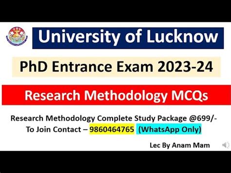 Lucknow University Phd Entrance Exam Mcqs On Research